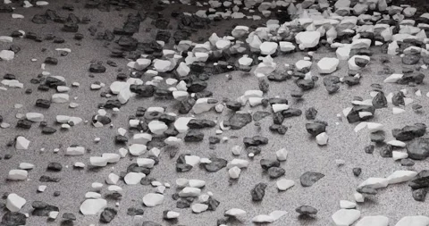 3d animation many small stones, pebbles and rock fragments, microgranules of Stock Footage 337942818