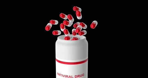 3d animation of many white and red pills, close up on black background, isolated Stock Footage 164919620