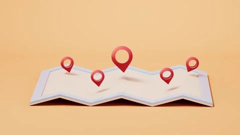 A 3d animation of map pins on a folded map with smooth and modern motion gr.. Stock Footage 332222125