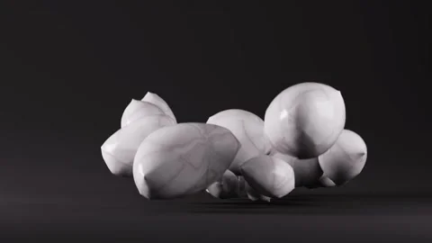 3D animation of marble cube shattering into fragments that morph into glossy Stock Footage 316224992