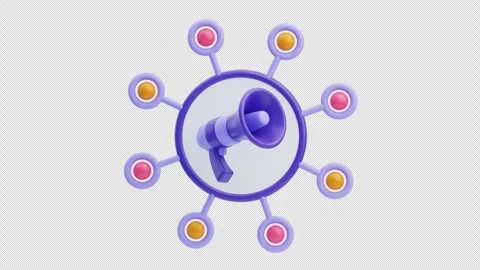 3D Animation of Marketing megaphone with network nodes Stock Footage 311921573
