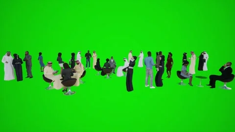 3D animation of the meeting of Muslims and Africans in Dubai Sitting and Video stock 245750426