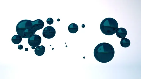 3D animation of the merge balls, drops of oil in a single bowl, a sphere, a big  Stock Footage 166715053