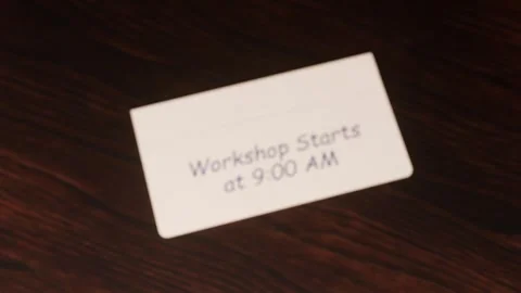 3D Animation of a Message Arriving Under the Door with Text: "Workshop Starts at Stock Footage 309739228
