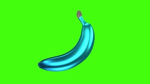 3D animation of a metallic mint blue banana on a green screen. Stock Footage 278912318
