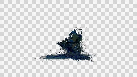 3D Animation Metallic Paint Splashing, Liquid Metal Burst, Shiny Chrome Flui Stock Footage 334102118