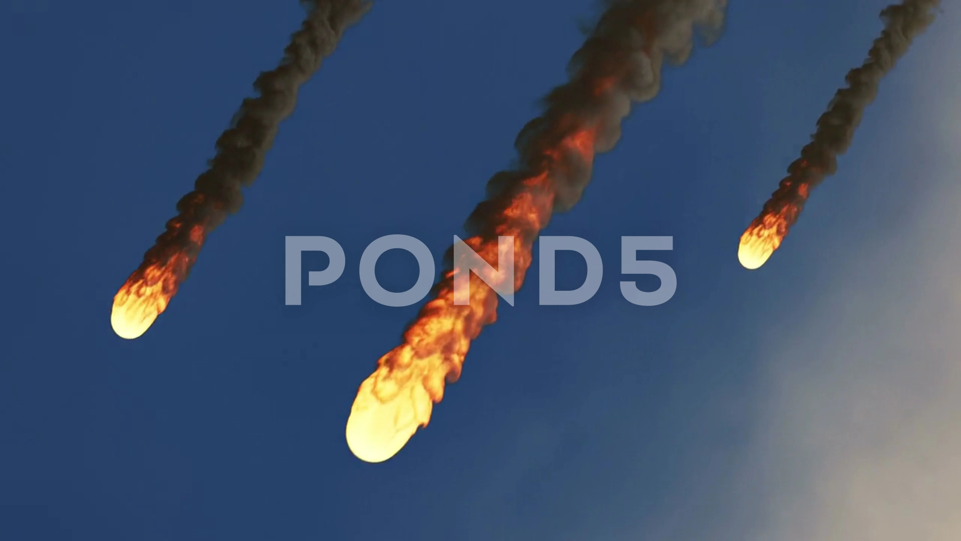 3d Animation of a meteor shower burning ... | Stock Video | Pond5