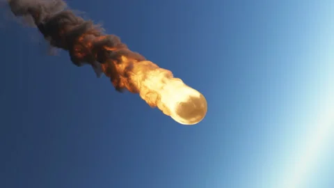 3D animation of a meteorite burning up in the atmosphere of a planet Stock Footage 336899075