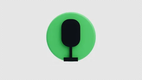 3d animation of microphone icon on green circle Stock Footage 317668243