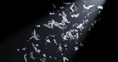 3d animation of microplastics in a beam of light, macro plastic fibers, micr Stock Footage 335827022