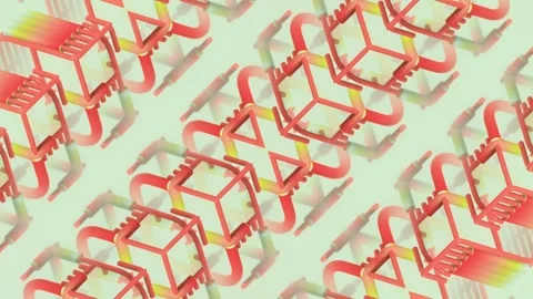 3D animation with a mirror pattern. Red-green splines smoothly transforming 스톡 동영상 333681063