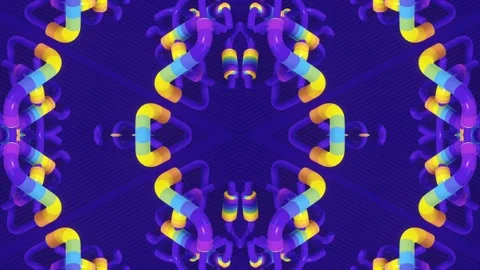 3D animation with mirror symmetry. Vibrant rainbow nodes on a dark background Stock Footage 331851663