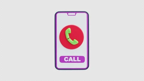3d animation of mobile call button icon on smartphone Stock Footage 325491158