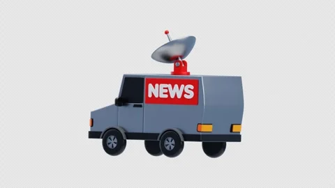 3D Animation of Mobile news van with satellite dish Stock Footage 314320668