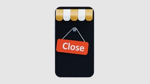 3d animation of mobile store closed sign Stock Footage 317596385