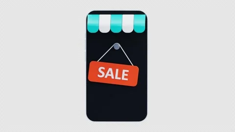 3d animation of mobile store sale sign Stock Footage 317596381