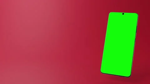 3D animation of modern android smartphone with green display for chroma keying Stock Footage 254617234