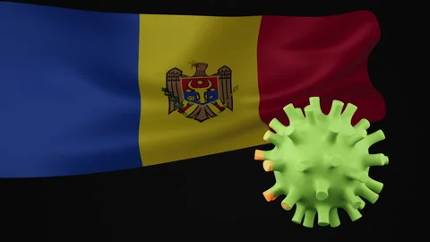 3D animation of Moldova flag waving in the the disappearance of the covid virus Stock Footage 179080603