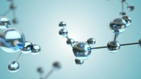 3D animation molecule macro atom cell Serum Liquid Cream Collagen Blue Video stock 136654267