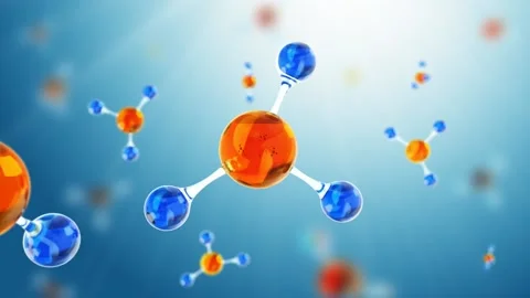 3D animation molecule macro atom cell Serum Liquid Cream Gold Oil ,Collagen  Video stock 153922790