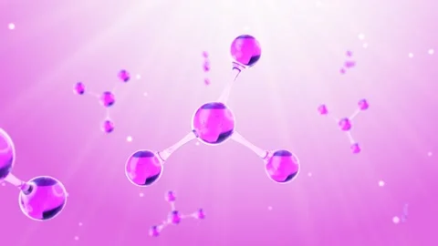 3D animation molecule macro atom cell Serum Liquid Cream Gold Oil ,Collagen  Vídeos de archivo 153925019