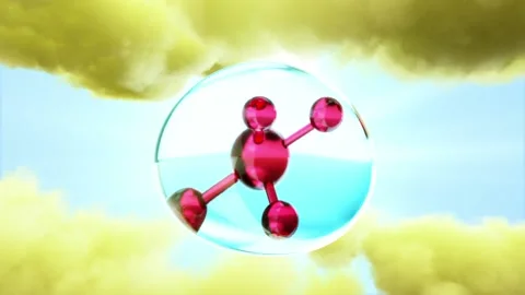 3D animation molecule macro atom cell Serum Liquid Cream Collagen Blue on cloud  Stock-Footage 164457993