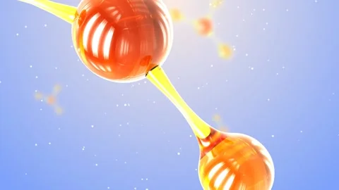 3D animation molecule macro atom cell Serum Liquid Cream Collagen Gold Stock Footage 169060743