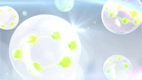3D animation molecule macro atom cell Serum Liquid Cream ,Collagen Clear Crystal 動画素材 208686751