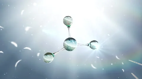 3D animation molecule macro atom cell Serum Liquid Cream ,Collagen Clear Crystal Video stock 220944010