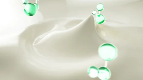 3D Animation The molecule moves onto the cream. Concept Skincare Cosmetic. Stock Footage 167272372