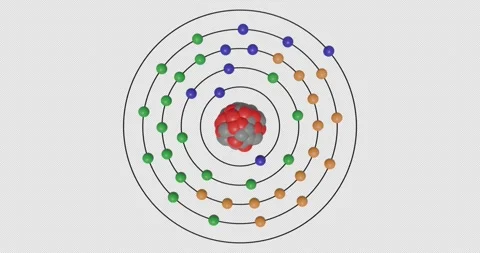 3D animation of a Molybdenum ( Mo, Z=42 ) atom on a transparent background Video stock 346010470
