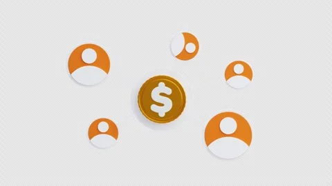 3D animation of Money network connection finance sharing Stock Footage 330418576