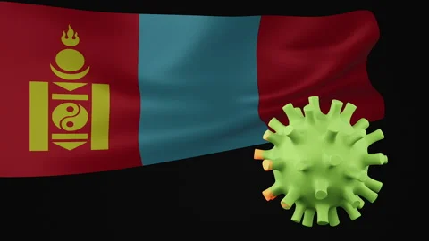 3D animation of Mongolia flag the disappearance of the covid virus Stock Footage 172461118