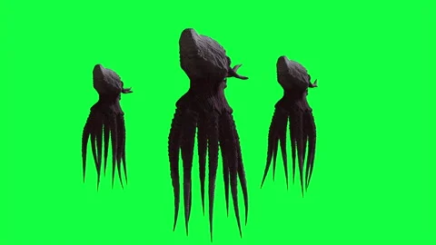 3d animation of Monster Octopus on green screen Stock Footage 146209470