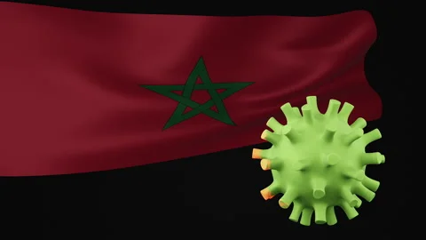 3D animation of Morocco flag the disappearance of the covid virus Stock Footage 172461123