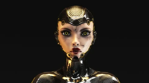 3D animation of a morphing cyborg face Stock Footage 139767011