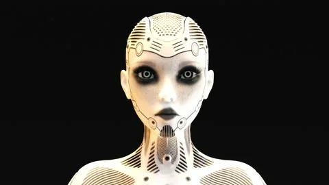3D animation of a morphing cyborg face Stock Footage 139768663