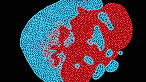 3d animation motion background color particles filling empty black surface Stock Footage 146450183