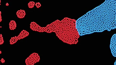 3d animation motion background color particles filling empty black surface Stock Footage 146450216