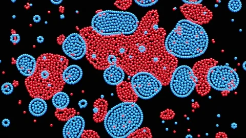 3d animation motion background color particles filling empty black surface Stock Footage 146450255