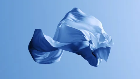 3D animation, motion design. Abstract animated cloth in shades of blue Stock Footage 302796490