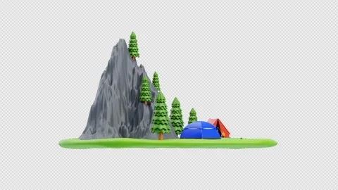 3d animation of mountain camping scene Stock Footage 319215053