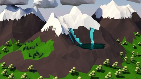 3D animation. mountain landscape with mountain lake Video stock 108713670