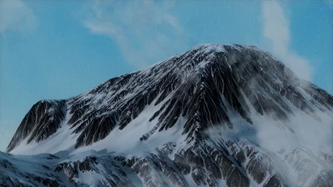 3D animation of a mountain with snow Stock Footage 123857052