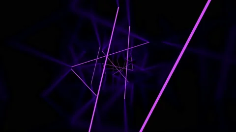 3d animation of movement of lilac, glowing lines in the tunnel Video stock 140643773
