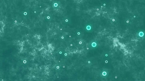 3d animation of moving and floating bubbles on a turquoise background. Motion Stock Footage 229655892