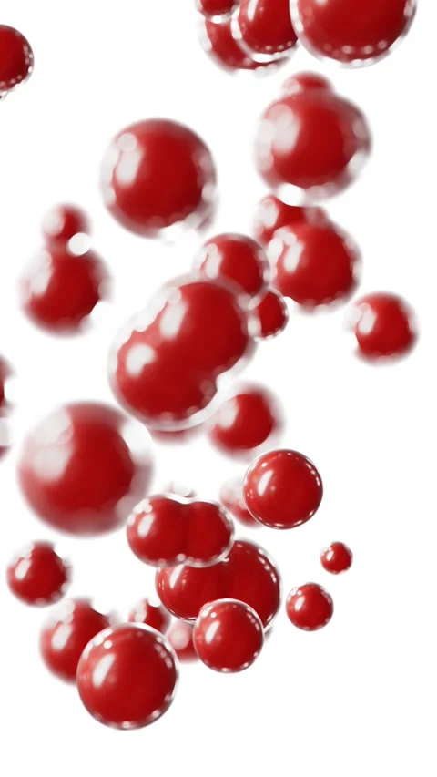 3D animation of the moving and morphing bloody red molecules against white Stock Footage 274441924