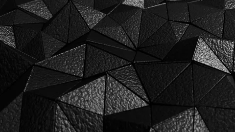 3D animation of the moving black leather solid triangles pattern Video stock 274350974