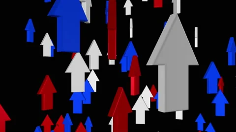 3D animation of moving colorful arrows with alpha channel. Stock Footage 101236337
