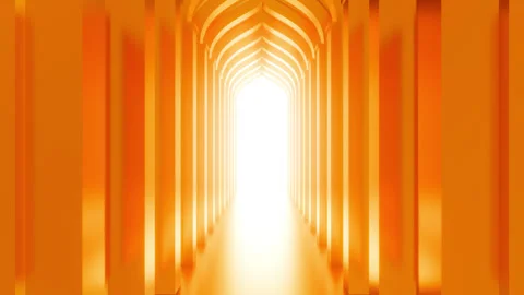 3d animation moving forward arch corridor, tunnel in mosque. Stock Footage 278277262